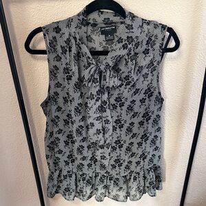Liz Claiborne Black and White Patterned Blouse